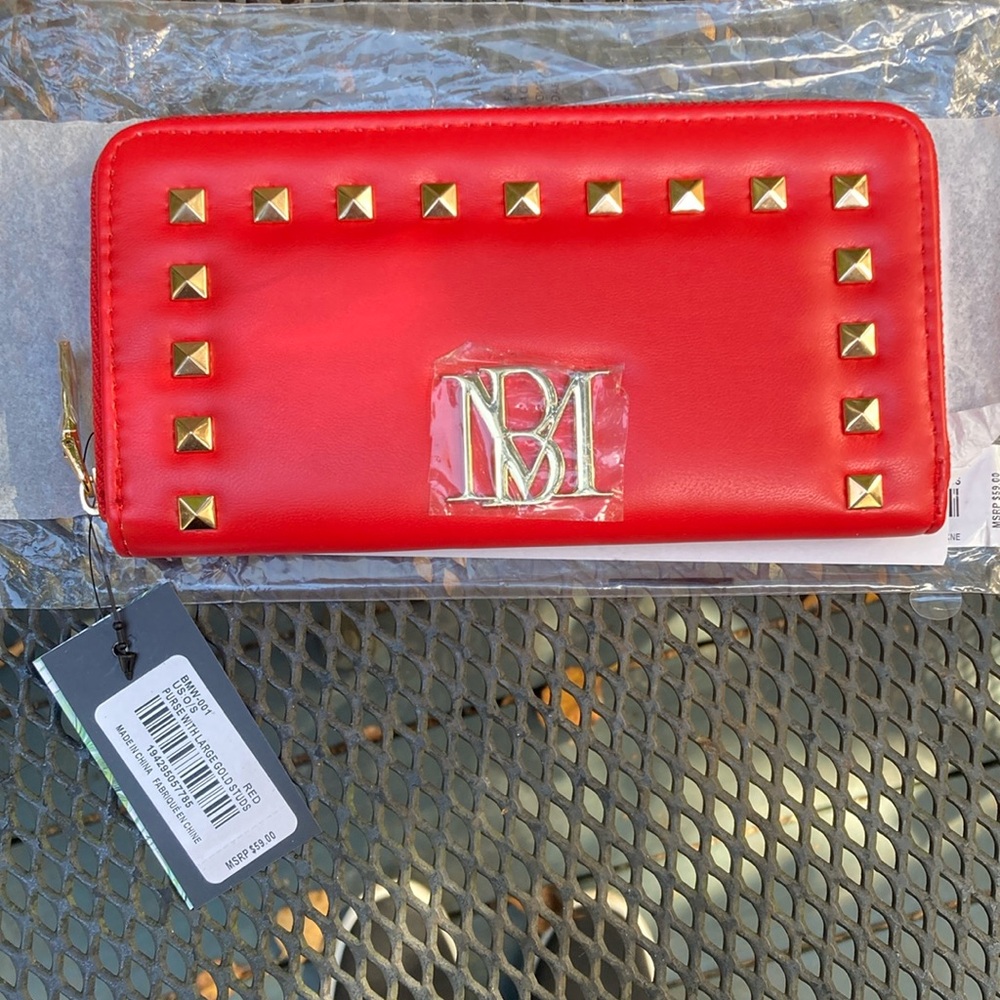 BADGLEY MISHKA RED ORANGE ACCORDION WALLET - BRAND NEW